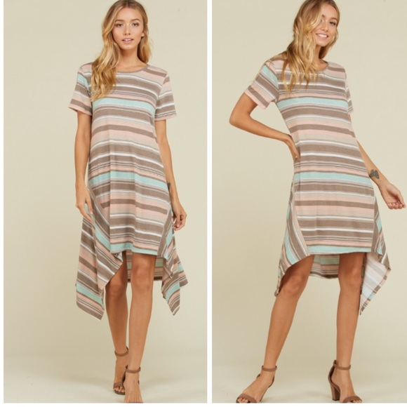 Dresses & Skirts - (LAST ONE) Asymmetrical Midi Striped Slip Dress